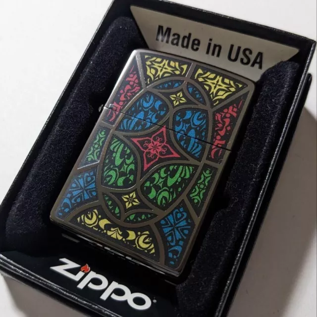 Zippo oil lighter Stained glass black nickel