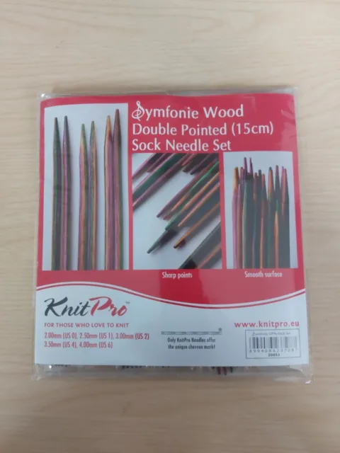 KnitPro Symfonie Knitting Pins Double-Ended Set of Five Sock Pin Kit 15cm