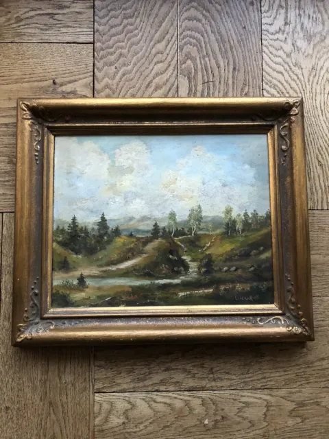 Ludwig Urack Ölgemälde Landschaftsmalerei Mitte 20. Jh. mit Rahmen, auf Holz