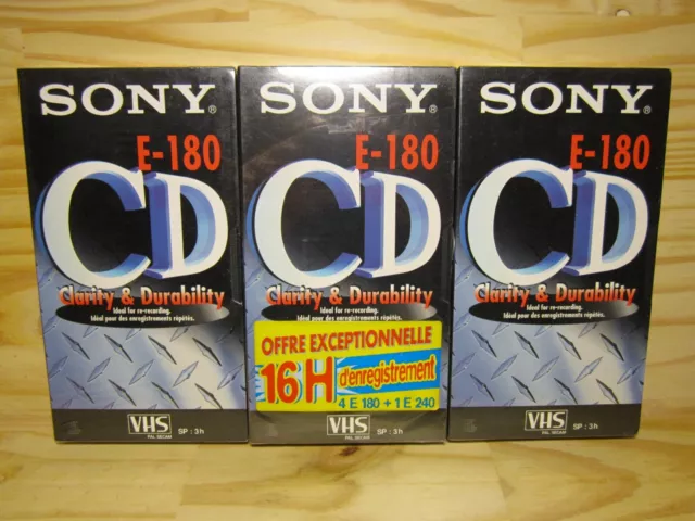 3 cassettes VHS SONY E-180 CD ,Neuf sous blister