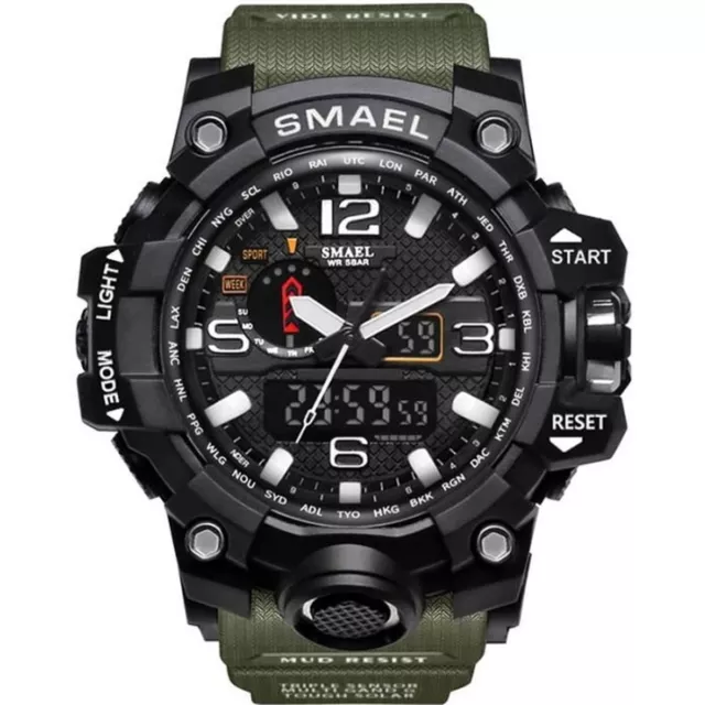 Montre Sport Militaire Homme Analogique Numérique LED Quartz imperméable