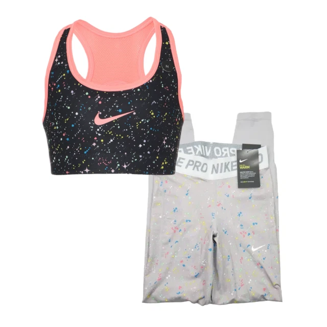 Nike Pro Dri-Fit Girls Size M Compression Tights & Sports Bra Matching Set NWT