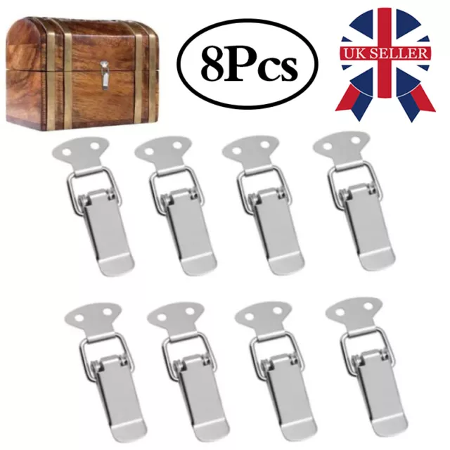 8x Stainless Steel Spring Loaded Case Box Latch Catch Toggle Clamp Clip Set UK