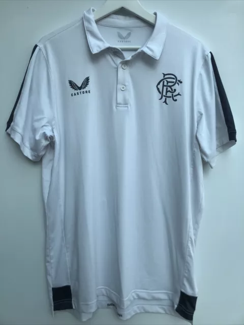 GLASGOW RANGERS Castore Football Shirt White Training Polo Mens Medium M