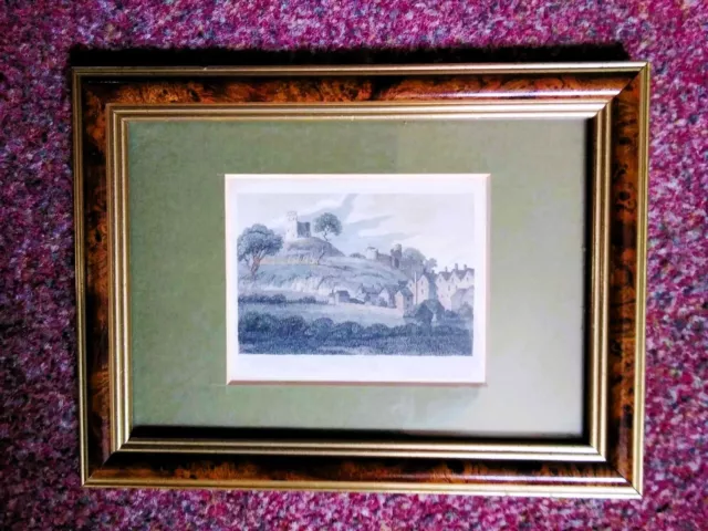 Framed Hand Coloured Antique Print - Dudley Castle, Worcs (Circa 1860)