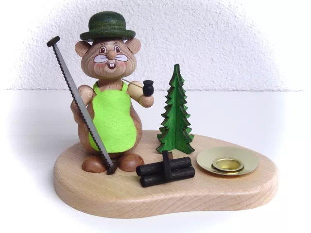 Lichterhalter Kerzenständer Hamster Waldarbeiter Echt Erzgebirge 10 cm 15935