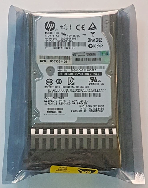 450 GB SAS HP EG0450FBDBT 10000rpm 64MB HDD 2.5" interne Festplatte Neu + caddy