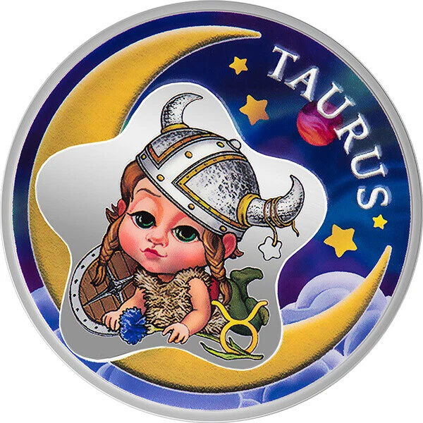 Taurus Baby Zodiac 1/2 oz Proof Silver Coin 2 Cedis Republic of Ghana