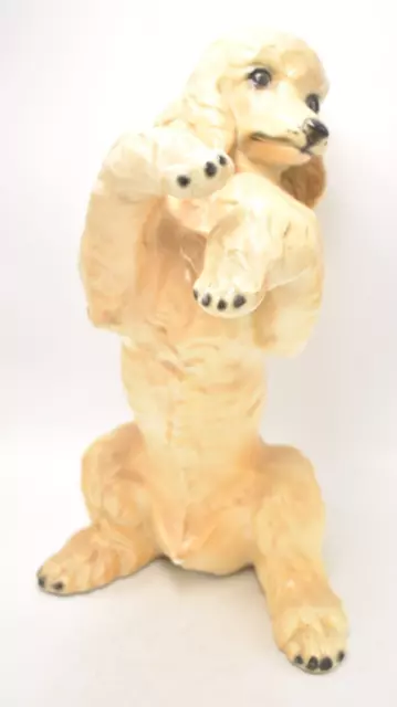 Vintage Cream Poodle Dog Figurine Statue Ornament Large Life Like Ceramic 33cm