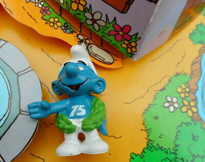 basf Schtroumpf publicitaire  chimiste smurf puffo puffi ruban vert fonce T.Rare 