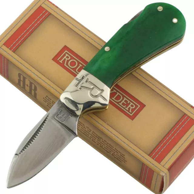 Rough Ryder Cub Lockback Pocket Knife RR2231 Green Smooth Bone Handle