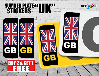 UK CAR NUMBER PLATE STICKER RECTANGLE UNION JACK FLAG GB - Vinyl Car Stickers