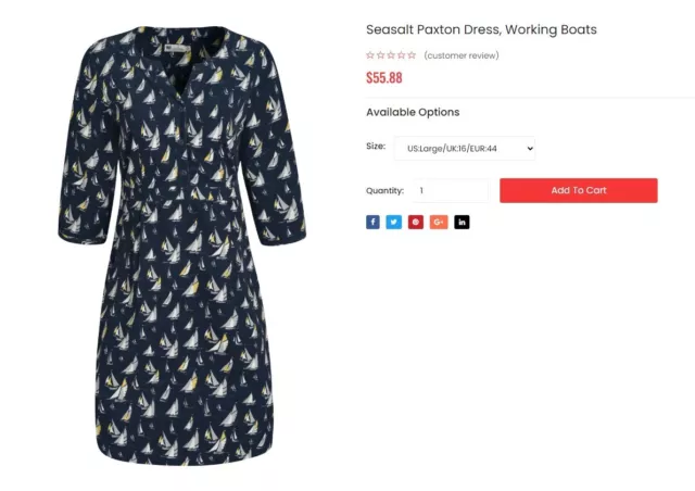 SEASALT fine needlecord knee length PAXTON Dress Navy - Working boats- S 16