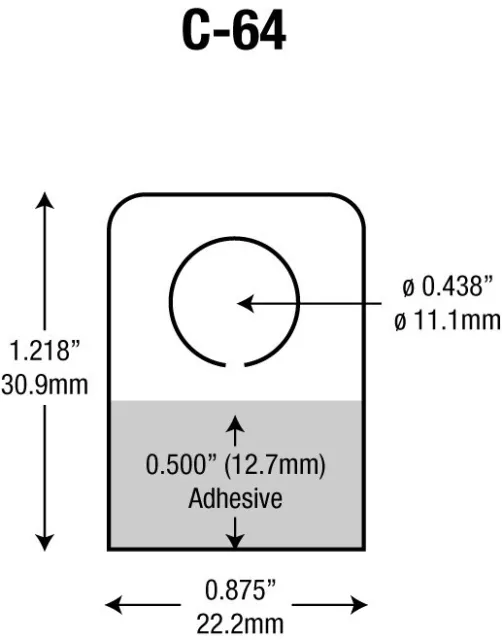 Round Hole Hang Tab with Adhesive 100/pack. (.875 X 1.218") Hang Tabs 