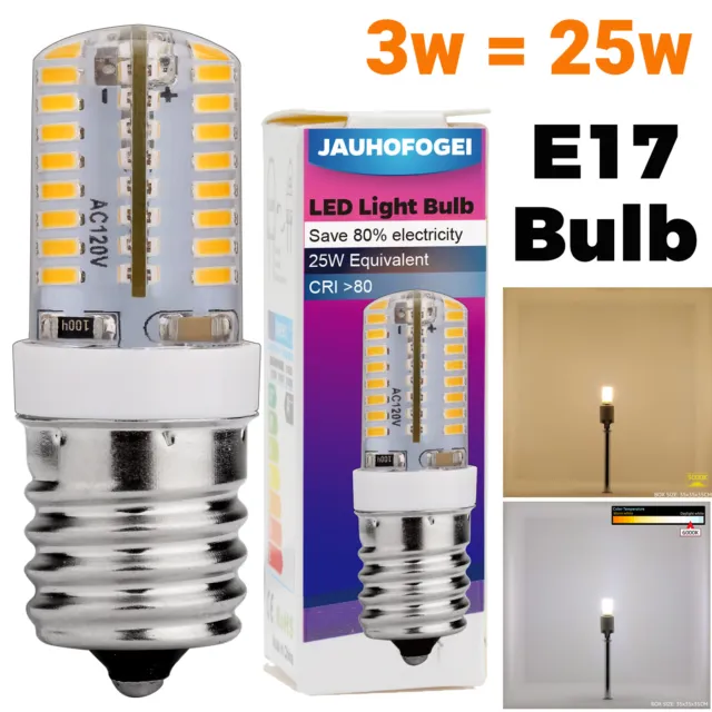 E17 LED Microwave Light Bulb,3W Replacement 25W Incandescent Bulb 3000K,120V