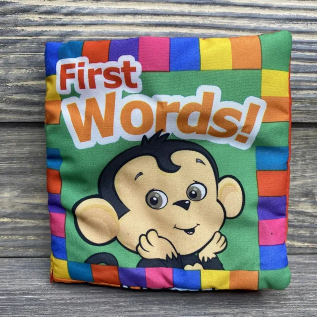 Garanimals First Words Monkey Soft Plush Fabric Baby Book Multicolored 5x5"