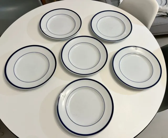 X6 WILLIAMS SONOMA Brasserie Blue Banded 11” Dinner Plates £165.00