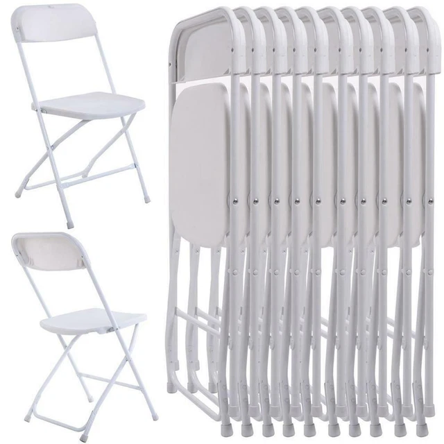 10 Pieces Commercial Plastic Folding Chairs Stackable Picnic Party Dining Seats