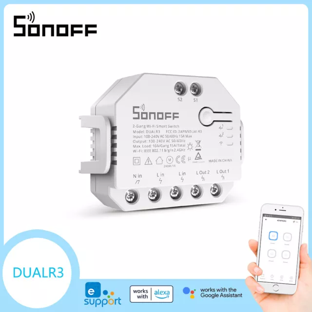 SONOFF DUALR3 Smart Switch Wifi Dual Relay Module Two Way Power Metering eWelink