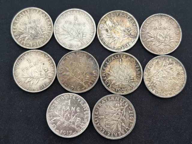 Menge 1 Franken Frankreich Silber 52g Lot 287