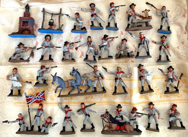 Atlantic Custer and other sets - painted CSA Army - 34 60mm scale toy soldiers