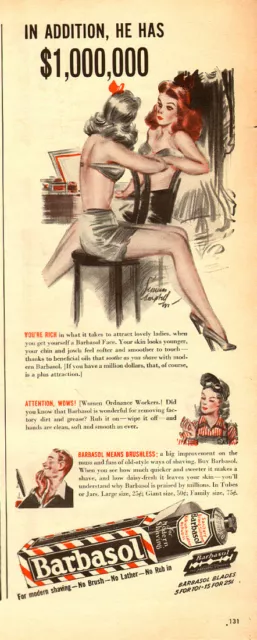 1950 vintage AD, BARBASOL Shaving Cream, sexy art by  E.Simms Campbell -082413