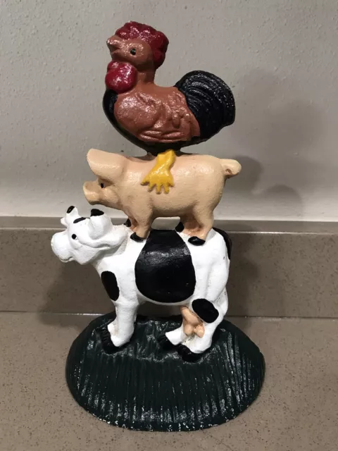 Cute Cast Iron Cow Pig Rooster Country Farm Kitchen Rustic Decor
