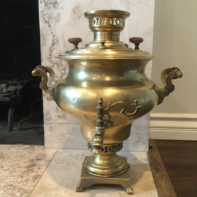 Rare Antique Late 19th Century Imperial Russian Brass Samovar