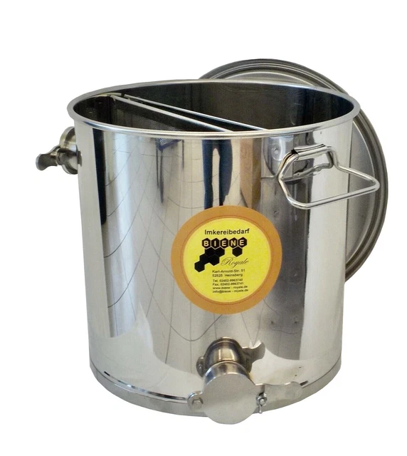 Abfülleimer 25kg Edelstahl Doppelsieb Honig abfüllen mit Deckel Imkerei Bienen