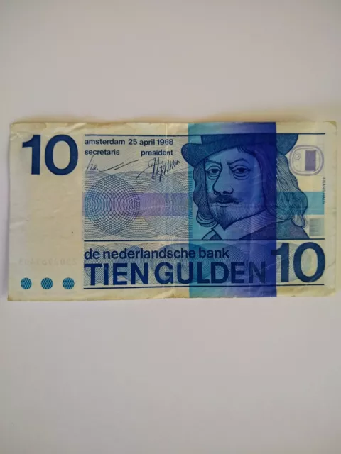 1968 Tien Gulden Netherlands Banknote