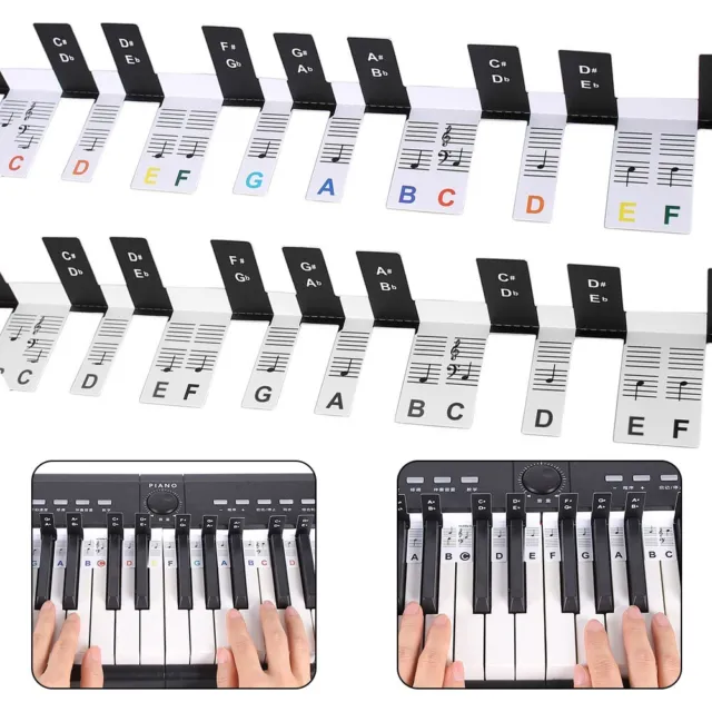AUTOCOLLANTS CLAVIER PIANO amovibles 88 touches couleurs vives installation  faci EUR 11,29 - PicClick FR