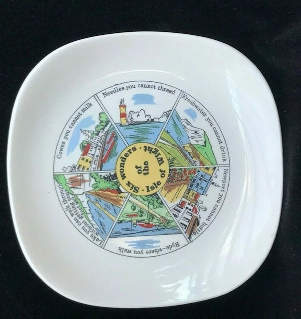 Vintage Souvenir Pin Dish Six Wonders Isle Of Wight United Kingdom England
