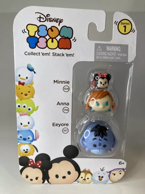 NEW Disney Tsum Tsum Series 1 Stack ‘em Pack Of 3 Eeyore Anna Minnie Mouse