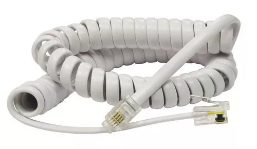 3MRJ10 to RJ10 (4P4C) Coiled Telephone Handset Cable Curly Lead Cord Wire WHITE