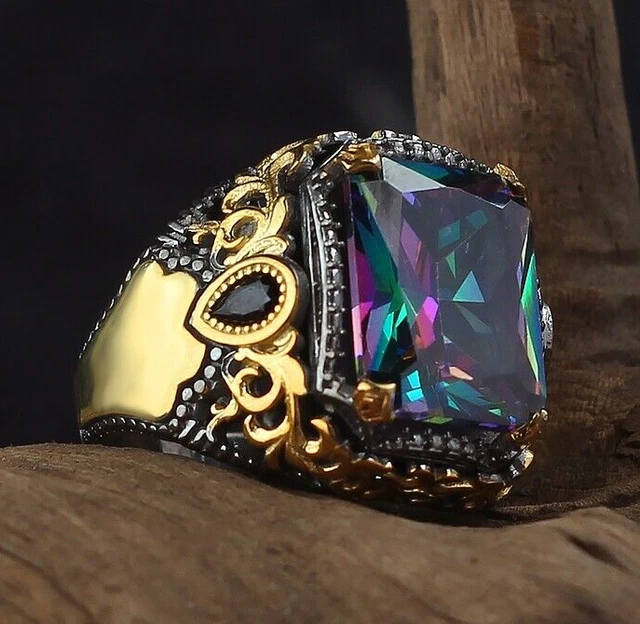 Bague pour homme mystique Bague pour homme faite à la main en argent...