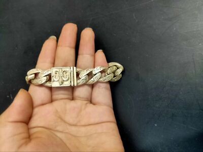 Cool chinese old tibetan silver hand carving snake statue bracelet collect gift