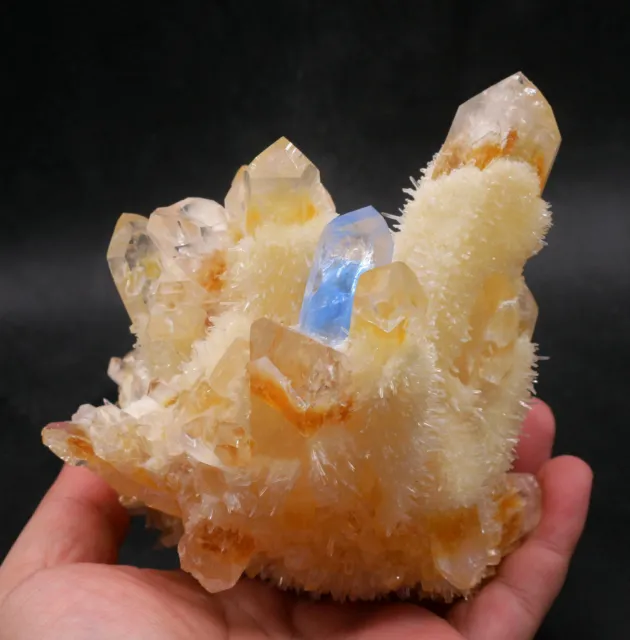 1010g New Find Yellow Phantom Quartz Crystal Cluster Mineral Specimen 2