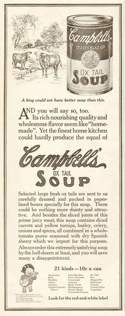 1912 Campbell Ox Tail Soup Kid Camden NJ A King Could Not Have Better Soup Ad