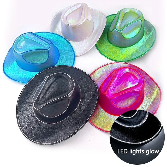 LED GLOW COWBOY Hat Halloween Beaded Hat Wireless £17.48 PicClick UK