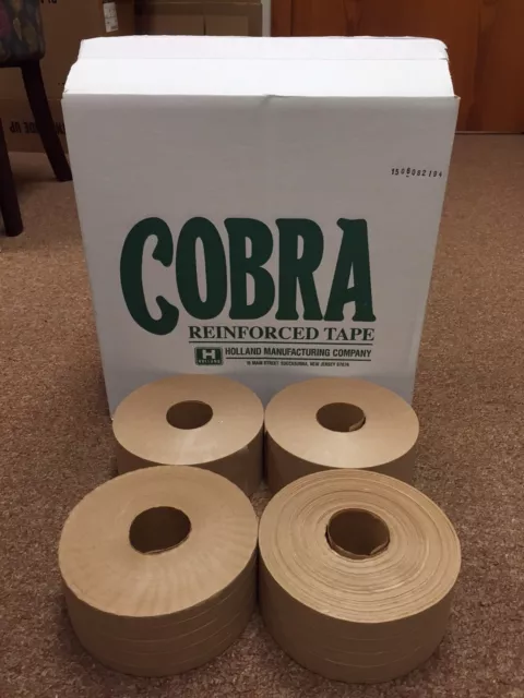 4 Rolls Reinforced Kraft Gummed Paper Tape Industrial Grade 3''/ 70mm x 450' New