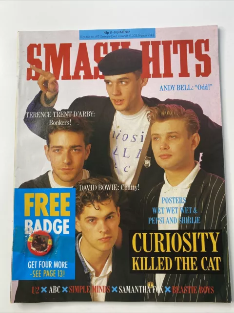 Curiosity Killed The Cat : Smash Hits Magazine -1987 -  Wet Wet Wet Poster / U2