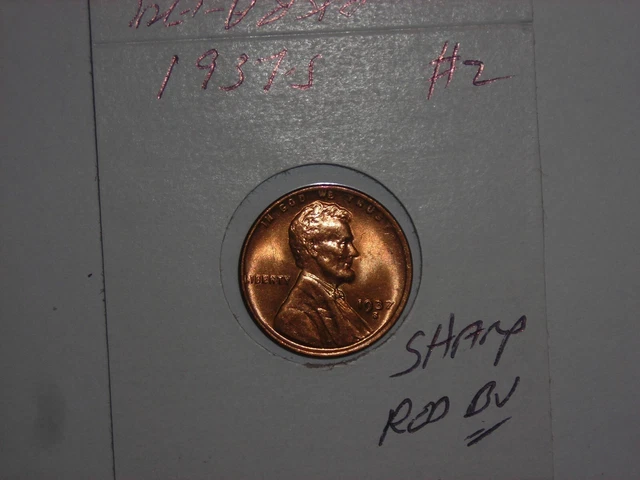 1937S Wheat Penny Sharp Gem Red Bu Lincoln Cent 1937-S Lot #2 Unc Gem Red Luster