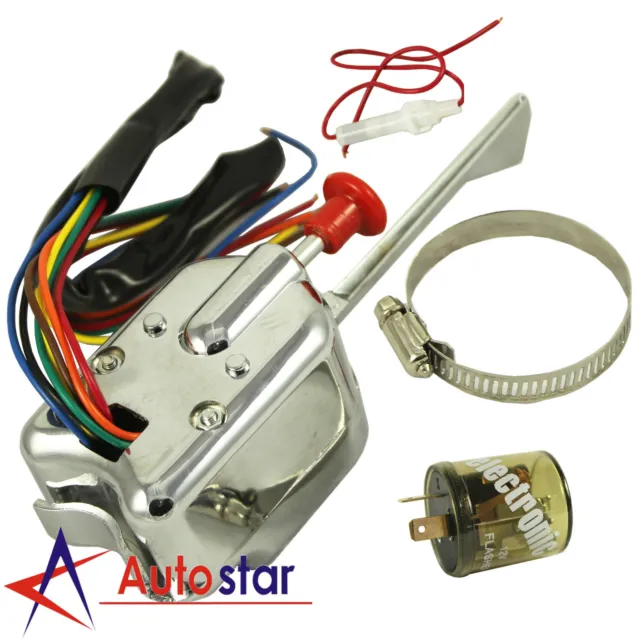 12V Universal Street Chrome Hot Rod Turn Signal Switch For Ford GM With Flasher