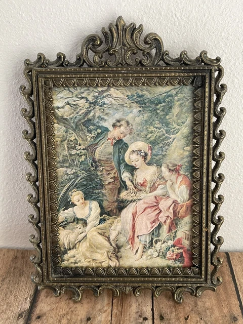 Vintage Ornate Brass ~MADE In ITALY Framed Art METAL FRAME French Art Rectangle