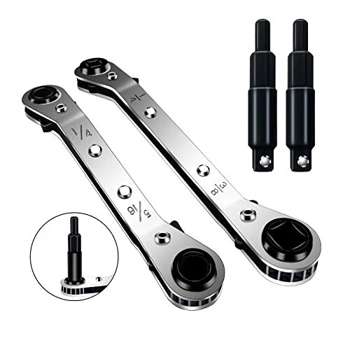 Hvac Service Wrench Tools Set,Refrigeration Wrench,3/8 to 1/4, 5/16 x 1/4 Rat.