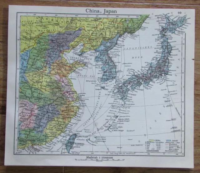 China Japan - alte Karte Landkarte aus 1922 old map