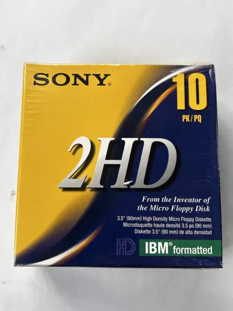 Paquete de 10 Disquetes Sony 3.5" 2HD IBM Formateados Nuevos Sellados