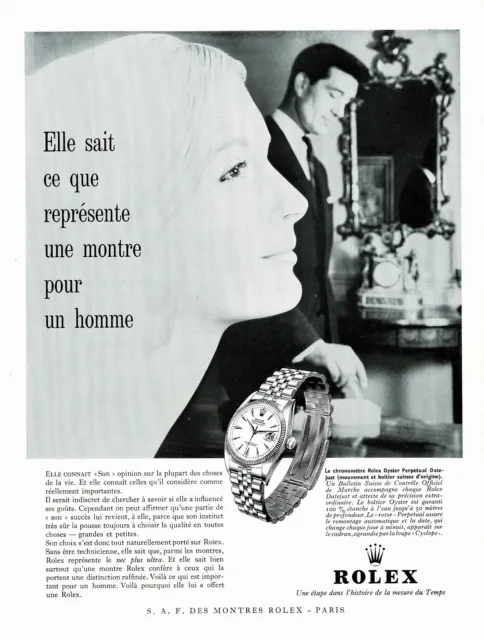 1960s Vintage Rolex Oyster Perpetual Datejust Watch Original Print Ad RARE b