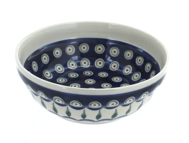 Blue Rose Polish Pottery Peacock Cereal/Soup Bowl