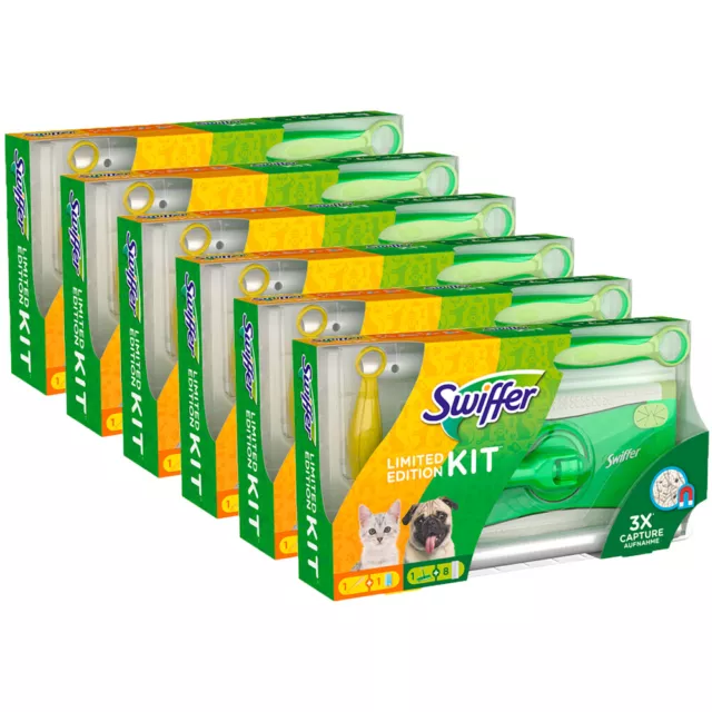 6x Swiffer Édition Limitée Starterpack (Piquet + 8 Seviette & Aimant à Poussière